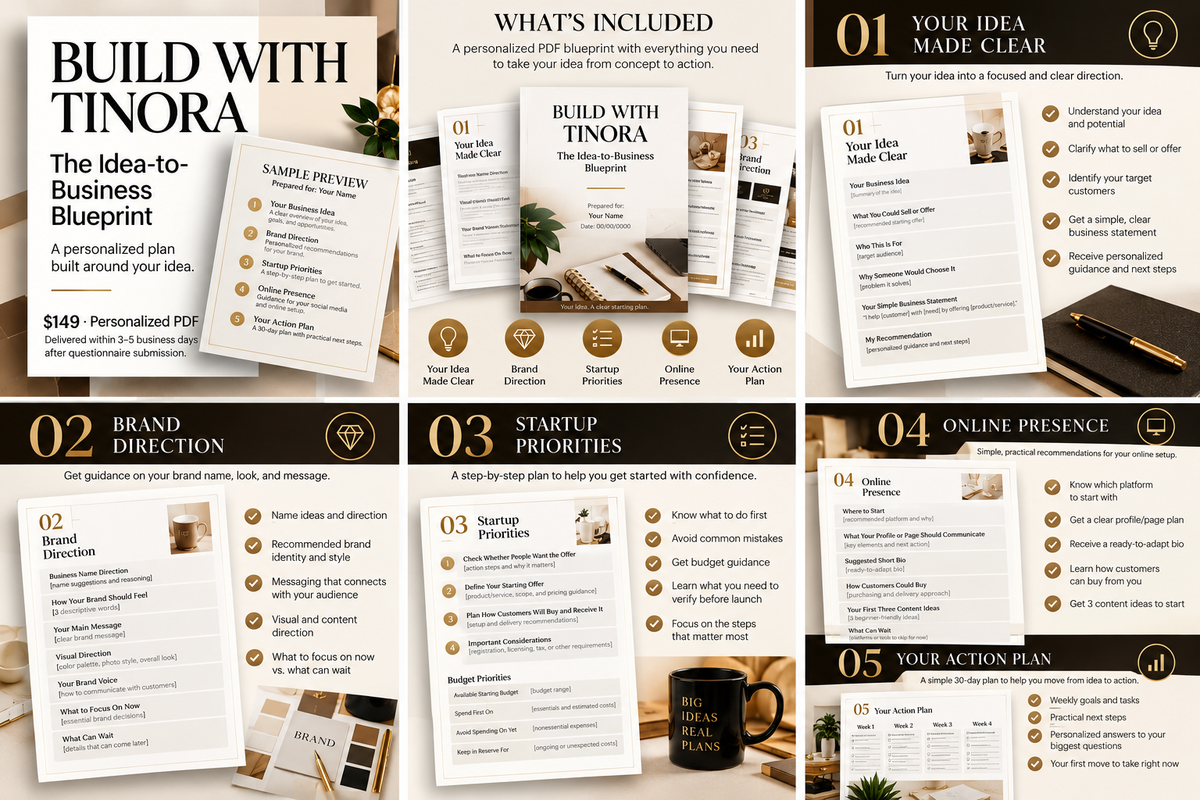 BUILD WITH TINORA | The Idea-to-Business Blueprint