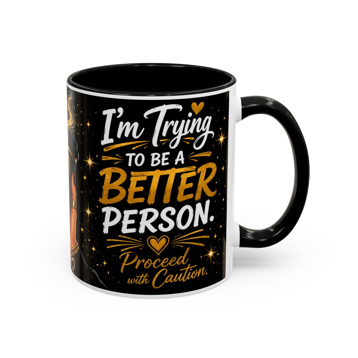 Don't Play With Me This Morning Coffee Mug – My Coffee Is Working Overtime – Funny Black & Gold Accent Mug (11oz/15oz)