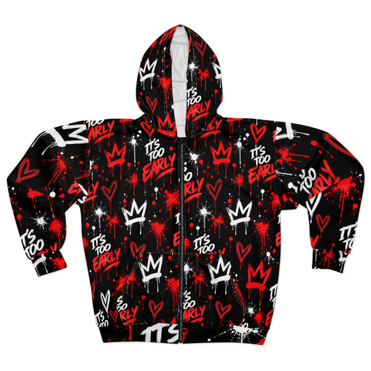 RED IT’S TOO EARLY™ All-Over Print Zip Hoodie