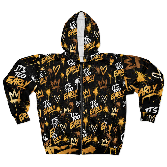 GOLD ITS TOO EARLY™ All-Over Print Zip Hoodie